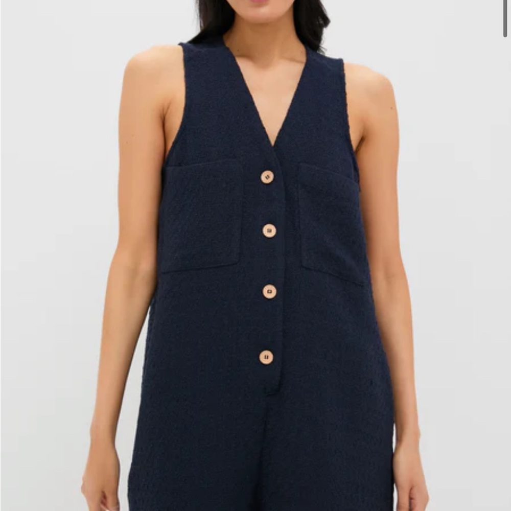 Tuckernuck Navy Textured Myla Romper